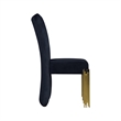 Pemberly Row 7-Piece Dining Set - Dining Table and Six Chairs in Midnight Black Velvet and Gold Meta