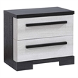 Pemberly Row King Bed and 2 Nightstands Set in White Grained Wood and Ebony Black