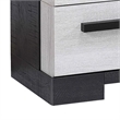Pemberly Row King Bed and 2 Nightstands Set in White Grained Wood and Ebony Black