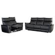 Pemberly Row Reclining Loveseat and Sofa Set in Black Faux Leather