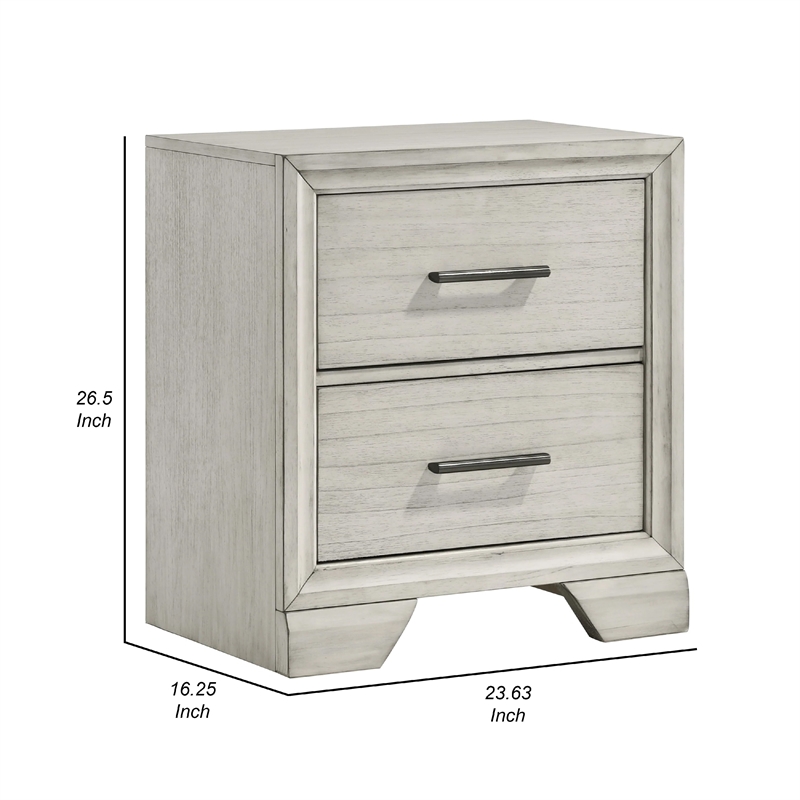 Pemberly Row Queen Storage Bed and 2 Nightstands in White Mist Finish