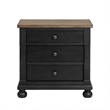 Pemberly Row Bedroom Set with Queen Bed and 2 Nightstands in Black & Rustic Oak Brown