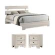 Pemberly Row Bedroom Set with 2 Nightstands & Full Platform Bed in White Wood
