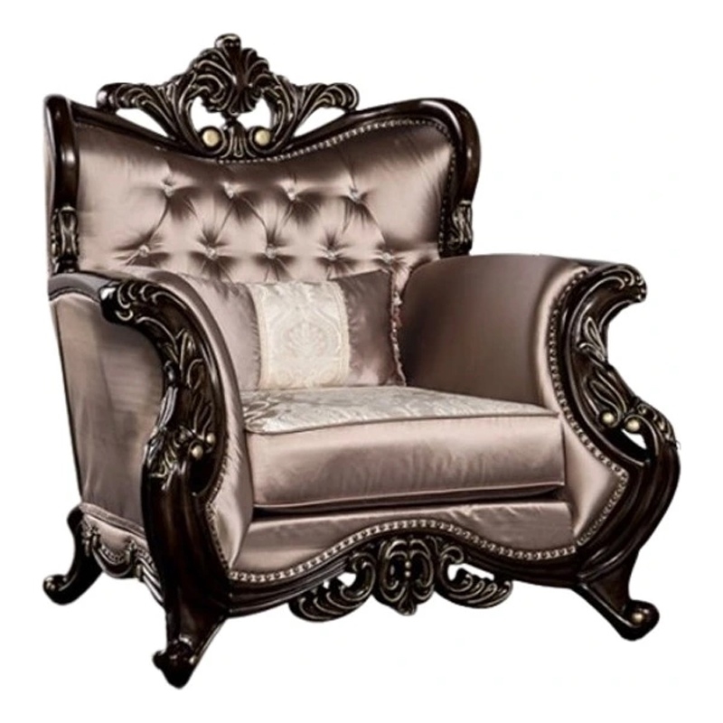 Pemberly Row Living Room Set with Armchair, Loveseat, & Sofa in Brown Velvet