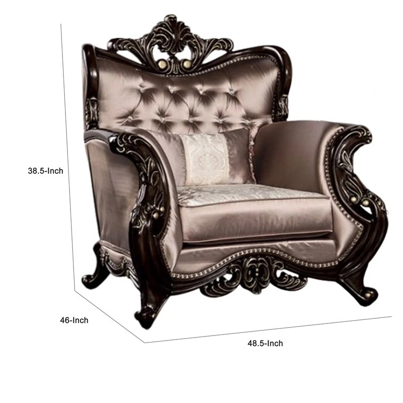 Pemberly Row Living Room Set with Armchair, Loveseat, & Sofa in Brown Velvet