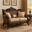 Pemberly Row Living Room Set with Armchair, Loveseat, & Sofa in Brown Velvet