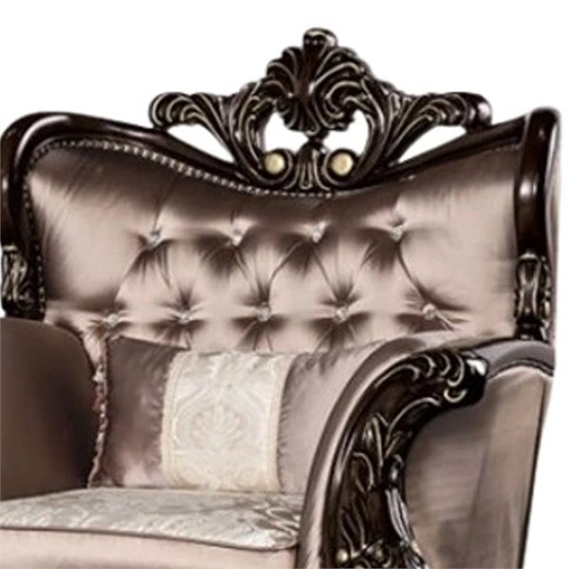 Pemberly Row Living Room Set with Armchair, Loveseat, & Sofa in Brown Velvet