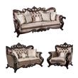 Pemberly Row Living Room Set with Armchair, Loveseat, & Sofa in Brown Velvet
