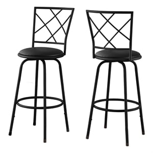 Pemberly Row Swivel Bar Height Stool Set of 2 in Black Leather Look