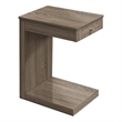 Pemberly Row C-Shaped Accent Snack Table with Drawer in Dark Taupe
