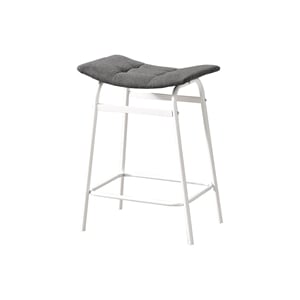 Pemberly Row 24.5&quotH Fabric Seat Counter Stool in Gray/White (Set of 2)