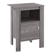 Pemberly Row Side Table Nightstand with Shelf and Cabinet in Grey