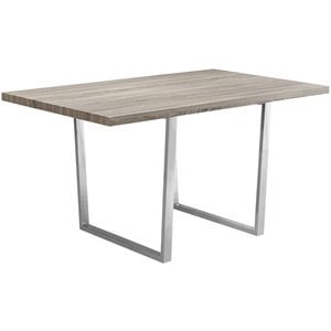 Pemberly Row 59&quotW Rectangular Dining Table with Chrome Legs in Taupe
