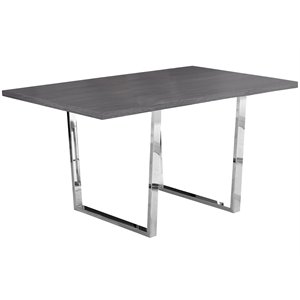 Pemberly Row 60&quot Rectangular Kitchen Dining Table in Gray with Chrome Legs