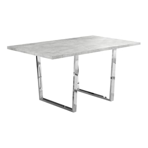 Pemberly Row 60&quot Rectangular Dining Table in Gray Cement-Look with Chrome