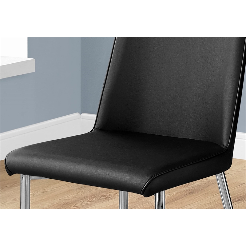 Pemberly Row Faux Leather Upholstered Dining Chair in Black (Set of 2)