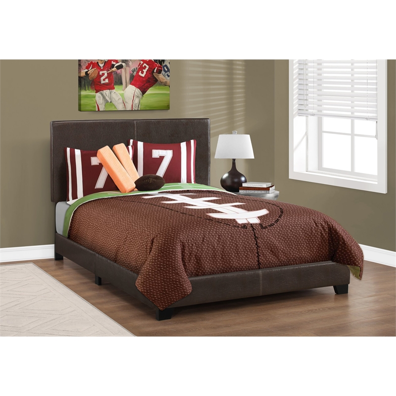 Pemberly Row Full Size Upholstered Platform Bed Frame in Dark Brown