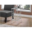 Pemberly Row Silver Metal End Table with Tempered Glass Shelves