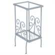 Pemberly Row Silver Metal End Table with Tempered Glass Shelves