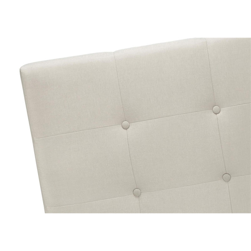 Pemberly Row Queen Platform Bed Frame Upholstered in Beige Linen Look