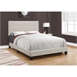 Pemberly Row Full Size Platform Bed Frame Upholstered in Beige Linen Look