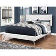 Pemberly Row Queen Platform Bed with Chrome Legs in White Leather Look