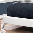 Pemberly Row Queen Platform Bed with Chrome Legs in White Leather Look