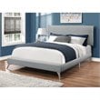 Pemberly Row Queen Platform Bed with Chrome Legs in Grey Linen