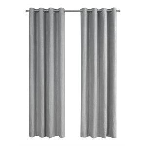 Pemberly Row 52&quotW x 95&quotH Room Darkening Micro Suede Curtain Set of 2 in Silver