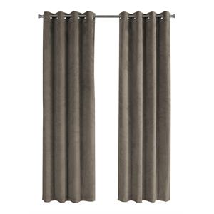 Pemberly Row 52&quotW x 95&quotH Room Darkening Velvet Curtain Set of 2 in Taupe