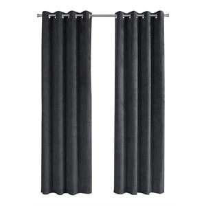Pemberly Row 52&quotW x 95&quotH Room Darkening Velvet Curtain Set of 2 in Gray