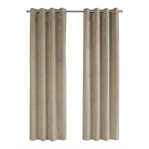 Pemberly Row 52&quotW x 95&quotH Room Darkening Velvet Curtain Set of 2 in Beige