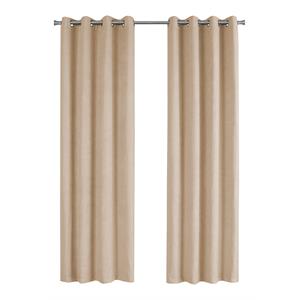 Pemberly Row 54&quotW x 95&quotH Room Darkening Micro Suede Curtain Set of 2 in Beige
