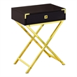Pemberly Row Retro Glam Accent Table with Drawer in Espresso and Gold