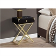Pemberly Row Retro Glam Accent Table with Drawer in Espresso and Gold