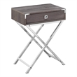 Pemberly Row Retro Glam Accent Table with Drawer in Dark Taupe and Silver