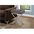 Pemberly Row Retro Glam Accent Table with Drawer in Dark Taupe and Silver