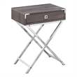 Pemberly Row Retro Glam Accent Table with Drawer in Dark Taupe and Silver