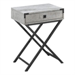 Pemberly Row Retro Glam Accent Table with Drawer in Gray and Black Nickel