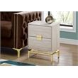 Pemberly Row Retro Accent Table with 2 Drawers in Beige Marble Look