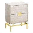 Pemberly Row Retro Accent Table with 2 Drawers in Beige Marble Look