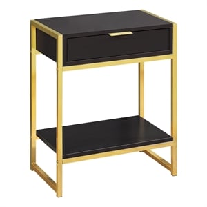 Pemberly Row Accent Table with Drawer and Shelf in Espresso and Gold