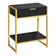 Pemberly Row Accent Table with Drawer and Shelf in Espresso and Gold
