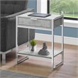 Pemberly Row Accent Table with Drawer and Shelf in Gray and Chrome