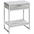 Pemberly Row Accent Table with Drawer and Shelf in Gray and Chrome