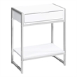 Pemberly Row Accent Table with Drawer and Shelf in Glossy White