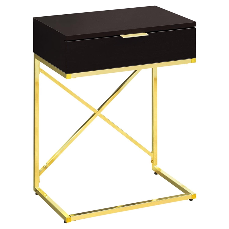 Pemberly Row Accent Table with Drawer and X-Design Frame in Cappuccino