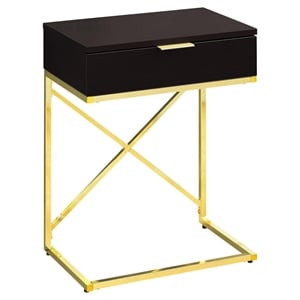 Pemberly Row Accent Table with Drawer and X-Design Frame in Cappuccino