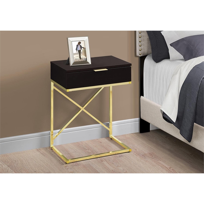 Pemberly Row Accent Table with Drawer and X-Design Frame in Cappuccino