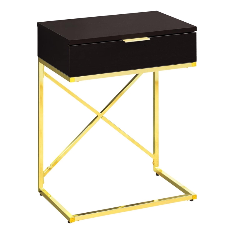 Pemberly Row Accent Table with Drawer and X-Design Frame in Cappuccino